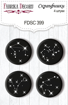 Set of 4pcs flair buttons for scrabooking Mystical space EN #399