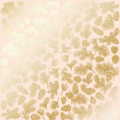 Sheet of single-sided paper embossed by golden foil "Golden Pine cones Beige"