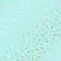 Sheet of single-sided paper with gold foil embossing, pattern Golden Drawing pins and paperclips, color Turquoise