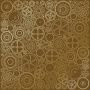 Sheet of single-sided paper with gold foil embossing, pattern Golden Gears, color Milk chocolate, 12"x12" 