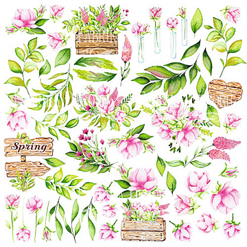 Blatt mit Bildern zum Schneiden. Kollektion "Frühlingsblüte"
