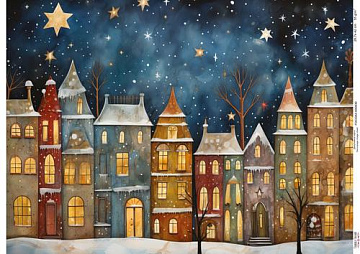 Papier do decoupage Przytulne domki-13, #0930, 29,7x42cm