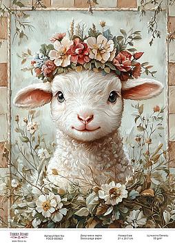 Decoupage card «Little lamb-04» #000923, 21cm x 29,7cm