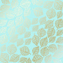 Sheet of single-sided paper with gold foil embossing, pattern Golden Delicate Leaves Turquoise, 12"x12"