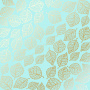 Sheet of single-sided paper with gold foil embossing, pattern Golden Delicate Leaves Turquoise, 12"x12"
