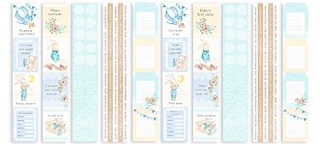 Set of stripes with pictures for decoration  "Dreamy baby boy"