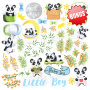 Double-sided scrapbooking paper set My little panda boy 12"x12", 10 sheets - 10