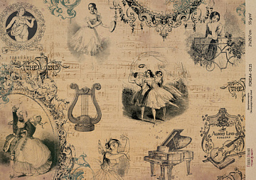 Kraft decoupage paper, 21x29,7cm, “Pages from the past”, #00125