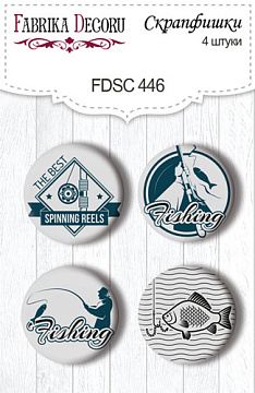 Set of 4pcs flair buttons for scrabooking Fishing EN #446