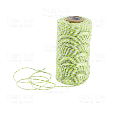 Cotton melange cord. White with  lime green.