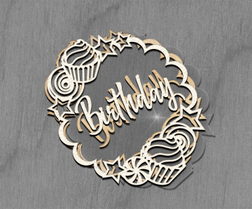 Mega shaker dimension set, 15cm x 15cm, Round frame Cupcakes - 2