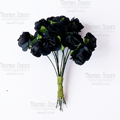 набор маленьких цветов, букетик роз, черные, 12шт