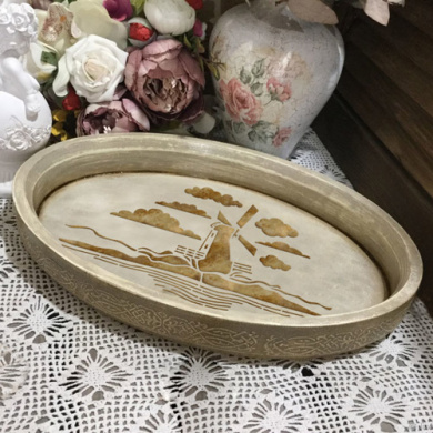 трафарет многоразовый xl (30х21см), пейзаж-мельница #047 фабрика декору - 2