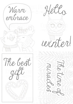 Set of 8pcs 10х15cm for coloring and creating greeting cards Huge Winter EN - 2