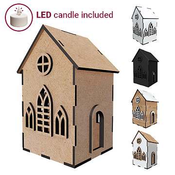 Blank for decorating "House 12" with LED candle included,  95 x 83 x 143 mm, #353