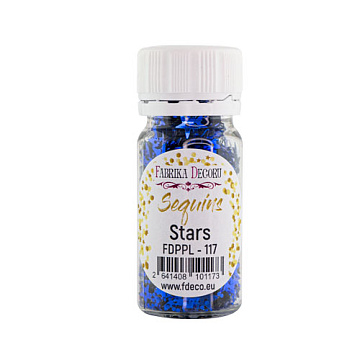 Sequins Stars, bright blue metallic, #117