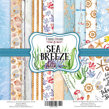 Double-sided scrapbooking paper set Sea Breeze 12"x12" 10 sheets