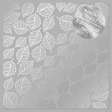ацетатный лист с фольгированием silver leaves 30,5х30,5 см