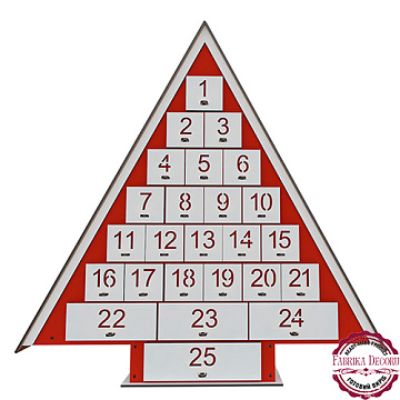 Advent calendar for 25 days, Red - White, assembled