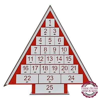 Advent calendar for 25 days, Red - White, assembled