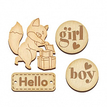 wooden badges and pins