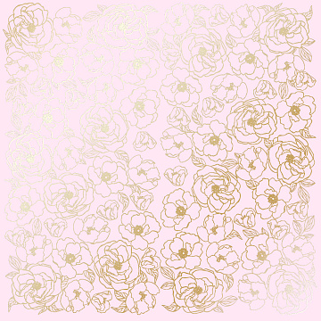 Sheet of single-sided paper with gold foil embossing, pattern Golden Pion Light pink, 12"x12"