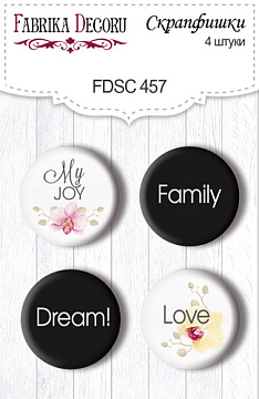 Set of 4pcs flair buttons for scrabooking Orchid song EN #457