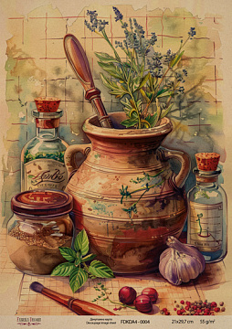 Kraft Decoupage Papier 21x29,7cm, “Botanica Vintage”, #0004