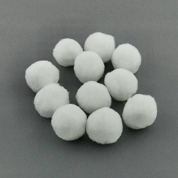 Pompons for crafts and decoration, White, 10pcs, diameter 25mm