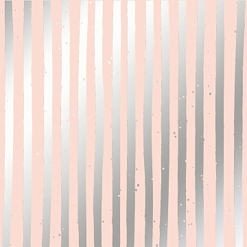 Sheet of single-sided paper embossed with silver foil, pattern Silver Stripes Peach 12"x12" 