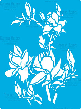 Stencil reusable, 15x20cm Magnolia twigs, #392