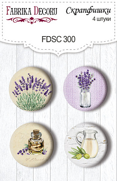 Set of 4pcs flair buttons for scrabooking "Lavender Provence 1" #300