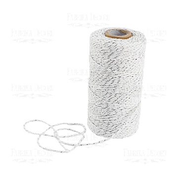 Cotton melange cord. White with  silver.
