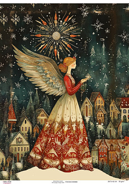 Decoupage Card "Christmas Angel under the Star", #0884, 29.7x42cm