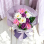 Bouquet of white and purple chrysanthemums with roses “Surprise” - 0