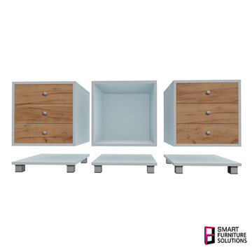  Тумба под Телевизор - Модульная Мебельная Система "Мини", 1200 х 400 х 472 мм, Белый - Дуб Крафт Золотой - 2