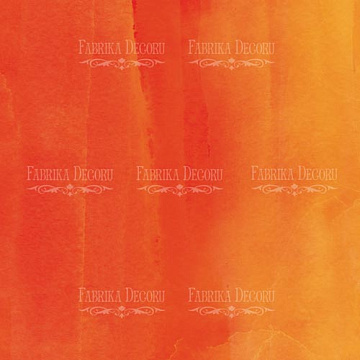 Sheet of double-sided paper for scrapbooking Yellow-orange aquarelle & Poppy red  #42-01 12"x12"