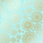 Sheet of single-sided paper with gold foil embossing, pattern Golden Napkins Turquoise, 12"x12" 