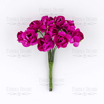 Bouquet of small rose flowers, color  Fuchsia, 12pcs