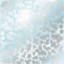 Sheet of single-sided paper embossed with silver foil, pattern Silver Pine cones Azure watercolor 12"x12" 