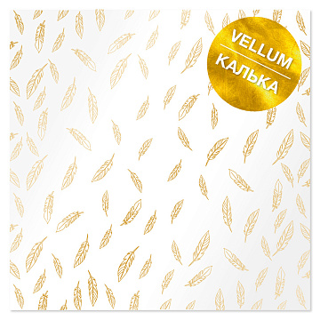 Gold foil vellum sheet, pattern Golden Feather 29.7cm x 30.5cm