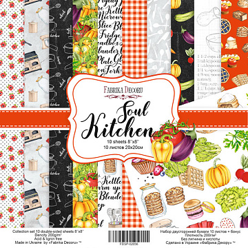 Doppelseitiges Scrapbooking-Papierset Soul Kitchen 20 cm x 20 cm, 10 Blätter