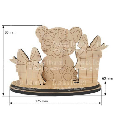 Blank for decoration #423 "Tiger cub with Christmas gifts" - 2