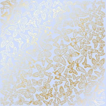 Arkusz papieru jednostronnego wytłaczanego złotą folią, wzór Złote Motyle Fioletowe 30,5x30,5cm 