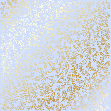 лист односторонней бумаги с фольгированием, дизайн golden butterflies purple, 30,5см х 30,5см