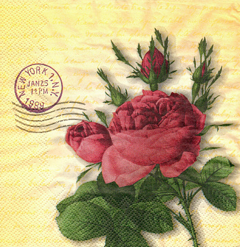 Decoupage napkin "Roses in letters"
