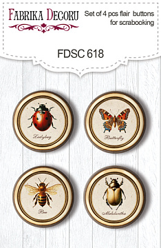 Set mit 4 Flair-Buttons zum Scrapbooking, Spring Botanical Story, #618