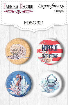 Set of 4pcs flair buttons for scrabooking "Sea Travel" #321
