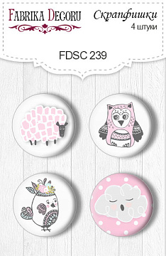 Set mit 4 Flair-Buttons zum Scrapbooking "Scandi Baby Girl 1" #239