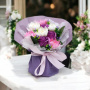 Bouquet of white and purple chrysanthemums with roses “Surprise” - 2